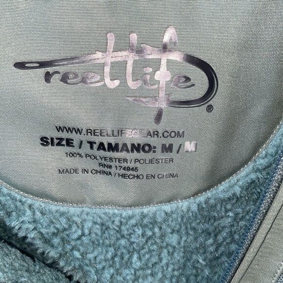 REEL LIFE Green 1/4 Zip Barrel Curl Fleece-M - Picture 6 of 7